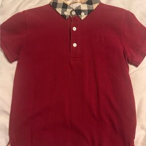 Burberry Red Polo Shirt with Check Collar